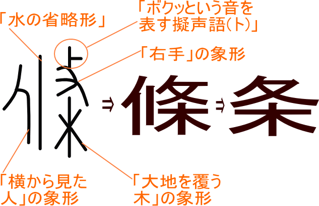 条 條 という漢字の意味 成り立ち 読み方 画数 部首を学習